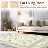 Beige Flower Design Throw Non Slip Entryway(Beige)