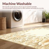 Classic Botanical Area with Graceful Floral for Cozy Ambiance(Beige)