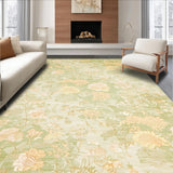Indoor Area Non Slip Beige with Abstract Floral Design(Green)