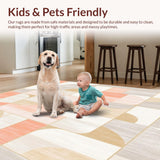 Modern Boho Kids Area with Playful Geometric Puzzle Motifs(Beige)