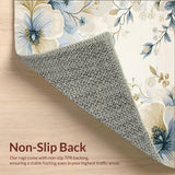 Azure Echoes Area Floral Beige & Blue Oval(Beige)