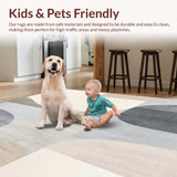 Modern Abstract Large Area Low Pile Non Slip Indoor(Beige)