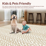 Elegant Beige Ivory Tribal Boho Motif Area(Beige)