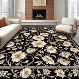 Chic Black and Beige Area with Vintage Floral Accents(Black)