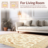 Low Pile Area Non Slip Beige Floral Design(Beige)