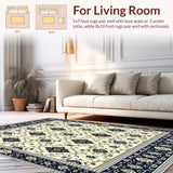 Waterproof Trellis Design Navy and Beige Patio(Ivory)