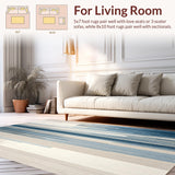 Abstract Fluid Stripe in Neutral Beige and Gray with Cool Blue Highlights(Beige)