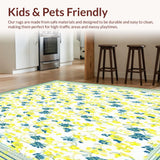 Charming Small Carpet Displaying Whimsical Floral Motifs(Yellow)