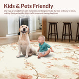 Beige Floral Patterned Area Runner with Non Slip Ultra Design(Beige)