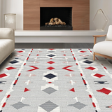 Rustic Red and Grey Tiled Motif(Gray)