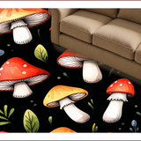 Playful Black Mushroom Anti Fatigue Mat(Red)
