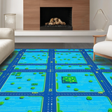 Lively Townscape Imaginative Surface(Blue)