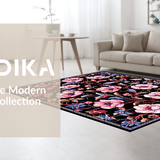 Elegant Black Pink Botanical Motif(Black)