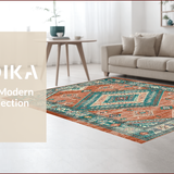 Contemporary Teal and Rust Motif(Red)