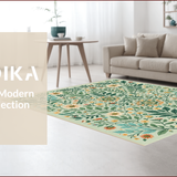Ultra Soft Area Rug, Non Slip, Stain Resistant, Washable Area Rugs for Living Room, Bedroom, Botanical Insect Boho Floral(Green) - ODIKA