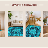 Vibrant Floral Medallion Trellis(Blue)