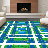Whimsical Road Traffic Exploration Mat(Blue)