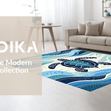Contemporary Ocean inspired Entryway Mat(Blue)