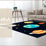 Ultra Soft Area Rug, Non Slip, Stain Resistant, Washable Area Rugs for Living Room, Bedroom, Outer Space Kids Rug(Black) - ODIKA