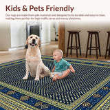 Artisan Geometric Area with Deep Blue and Gold Motifs(Blue)