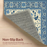 Blue Bloom Floral Beige Tapestry Style Area(Beige)