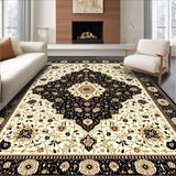 Classic Black and Beige with Refined Oriental Floral Medallions(Beige)