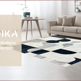 Abstract Geometric Ivory Black High Traffic(Beige)
