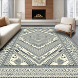 Geometric Dark Gray & Cream Modern Boho Design Diamond Motif(Gray)