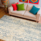 Chic Ivory Beige Area with Distressed Boho Tribal(Beige)