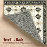 Abstract Cross Design Area with Beige and Charcoal(Beige)