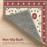 Timeless Vintage Floral Area Machine Non Slip(White)