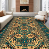 Cabin Decor Brown Teal Area(Beige)