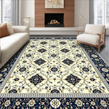 Waterproof Trellis Design Navy and Beige Patio(Ivory)