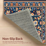 Stylish Area with Elegant Dual Tone Blue and Orange Floral(Blue)