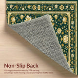 Classic Floral Area Non Slip Graceful Aesthetic(Green)