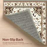 Vintage Inspired Floral Area Non Slip Elegant Design(Beige)