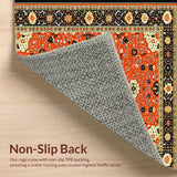 Vibrant Orange and Gold Abstract Floral Area with Elegant Motifs(Red)