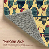 Modern Vibrant Fishing Bathmat for Kids Room(Gold)