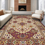 Richly Designed Boho Featuring Burgundy And Gold Floral Motifs(Beige)