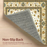 Classic Beige Area Intricate Floral Motifs(White)