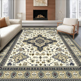 Modern Cross Medallion Area with Beige and Charcoal Accents(Beige)