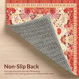 Contemporary Coral Spotted Area With Floral Intricate Design(Red)