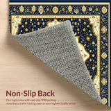 Abstract Geometric Faux Wool for Kitchen(Blue)