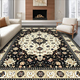 Ornate Black and Beige Featuring Luxurious Medallion Floral(Black)