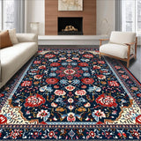 Rustic Dark Blue Flower Motif(Blue)