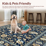 Intricate Floral Elegance Area with Blue and Beige(Blue)