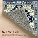 Elegant Medallion Navy Beige Coastal Floral(Ivory)