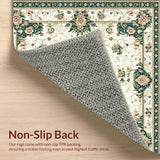 Beige and Green Floral Runner for Hallway(Beige)