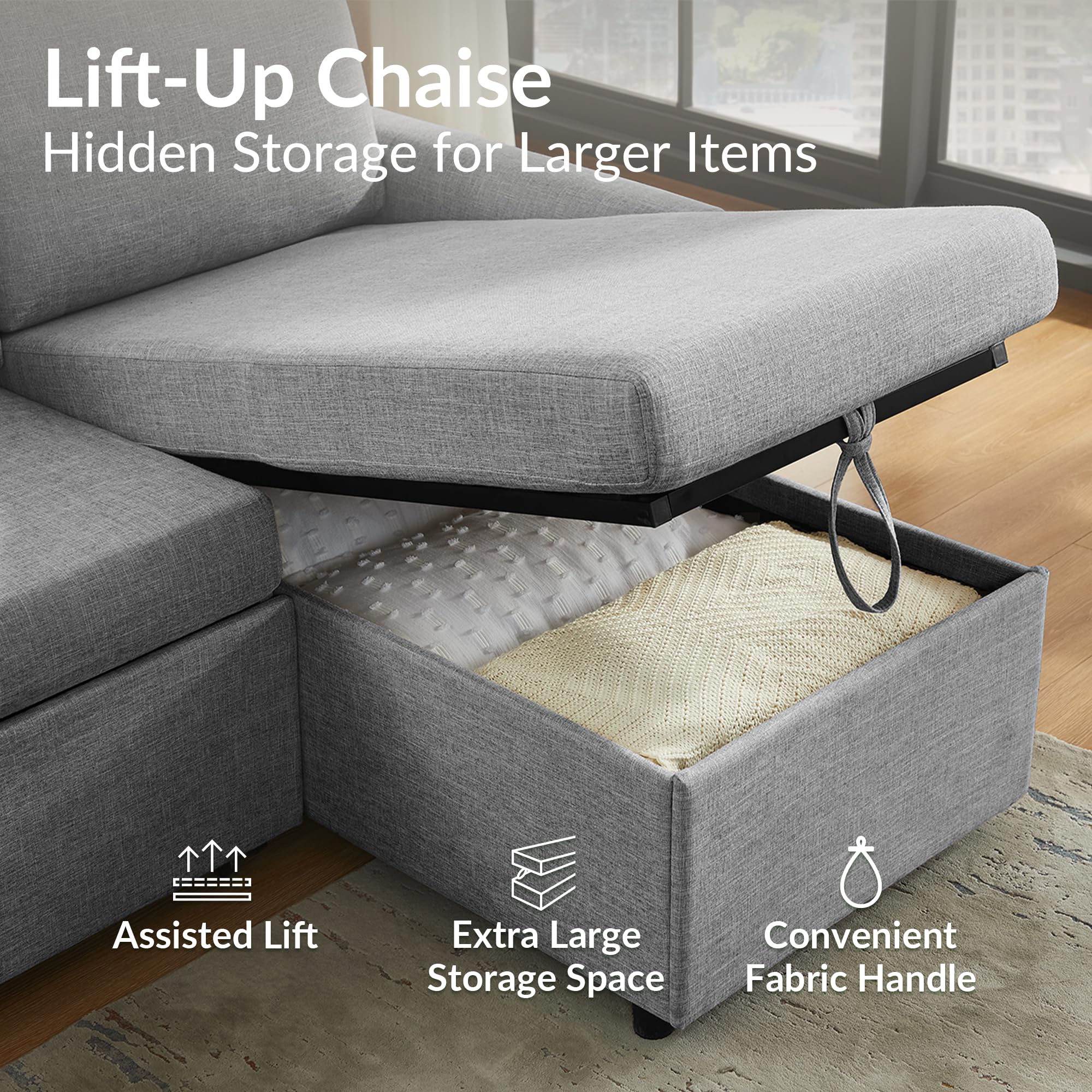 ODIKA Sleeper Sofa Additional Chaise – Chaise for Upgrading Your Existing L - ODIKA