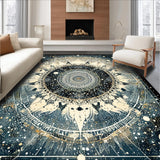 Moonlit Boho Astrology Enchanted Lunar Cycle and Solar Rays Art(Black)